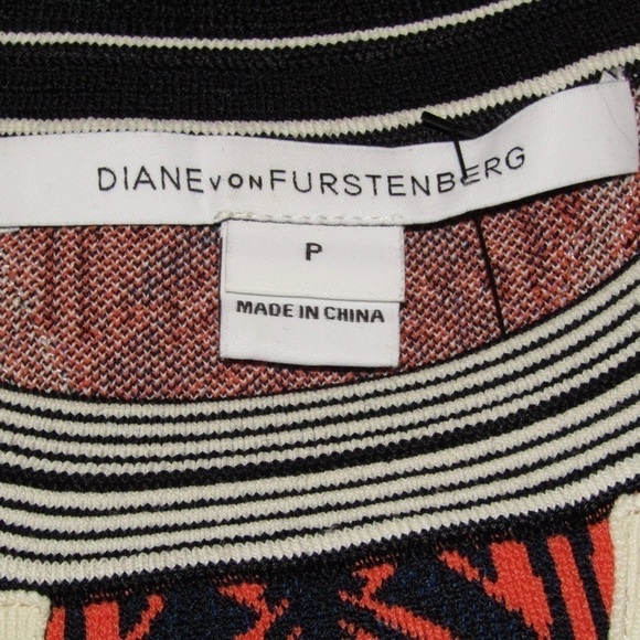 Diane Von Furstenberg Desert Bands Abstact Multi Color Fit & Flare Scuba Dress P - Picture 11 of 12